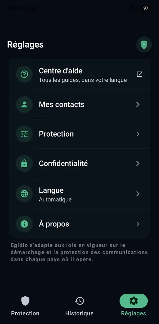 Des réglages lisibles.