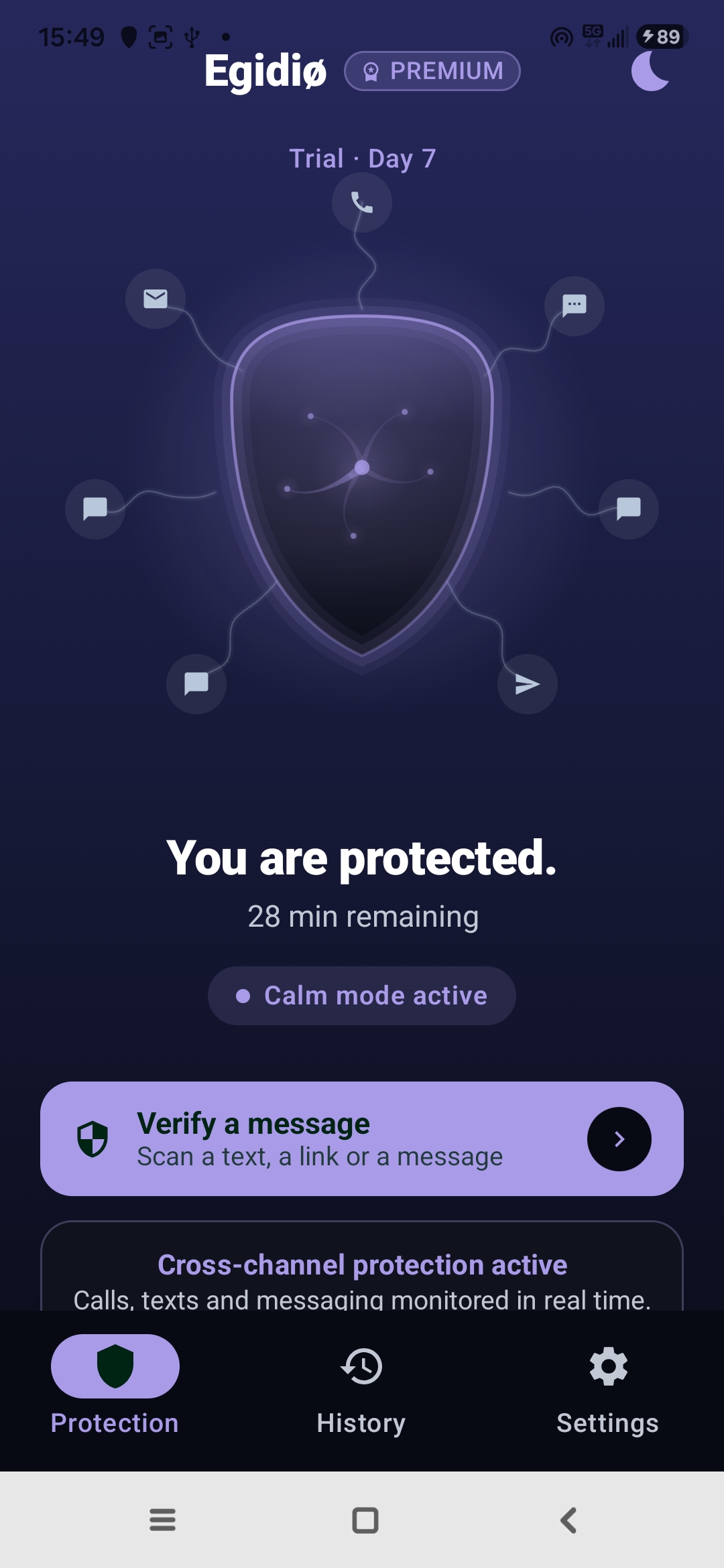 Egidio Zen mode: scheduled silence at night, protection always active