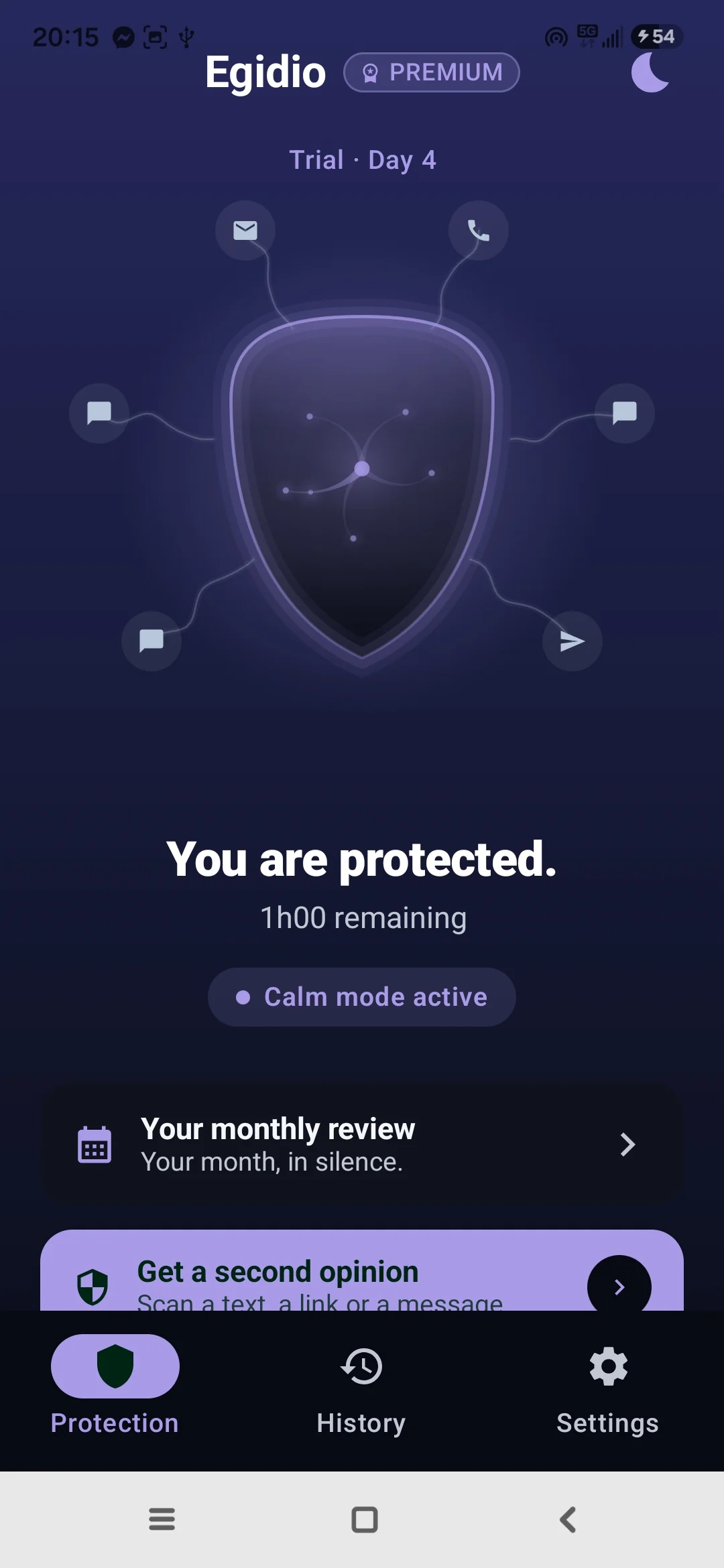 Egidio Zen mode: scheduled silence at night, protection always active