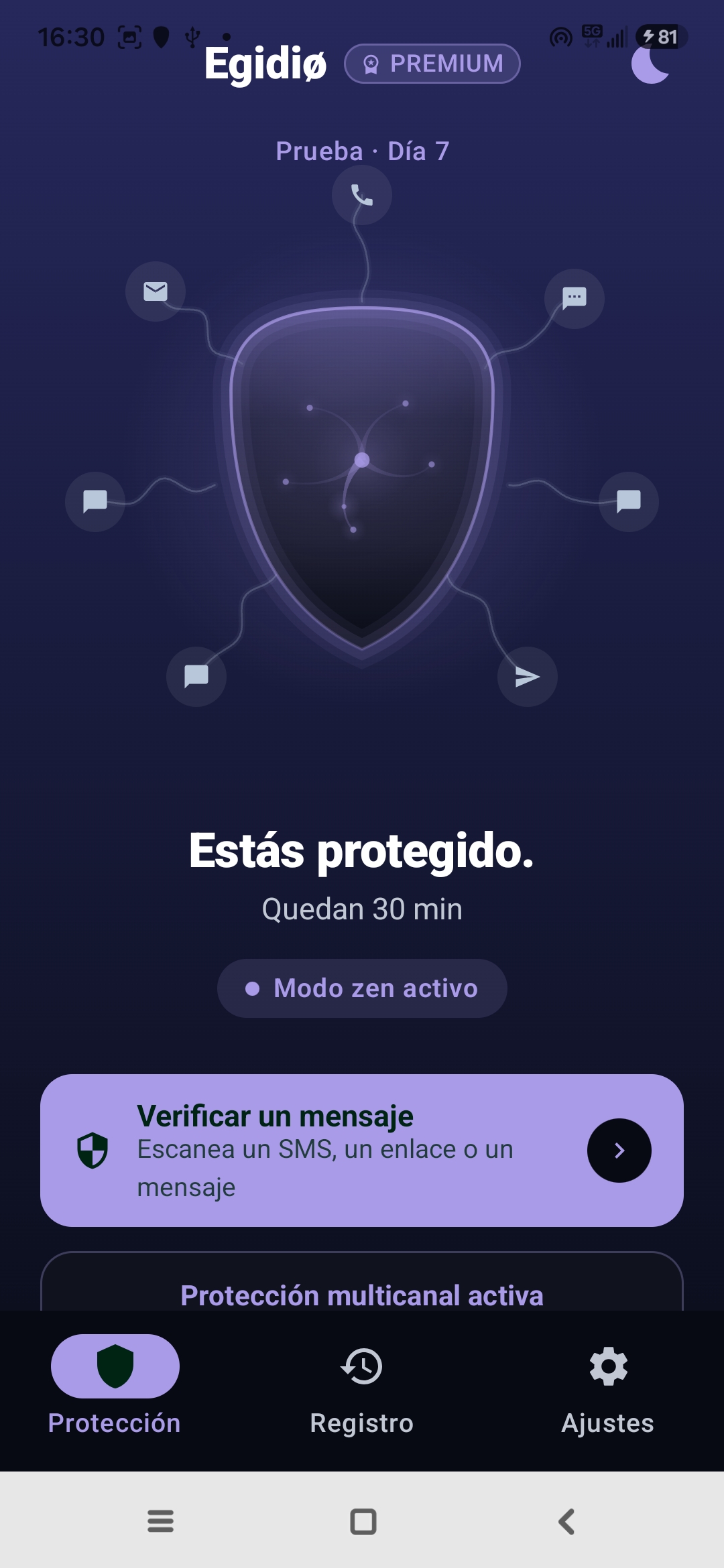 Modo zen de Egidio: silencio programado por la noche, protección siempre activa