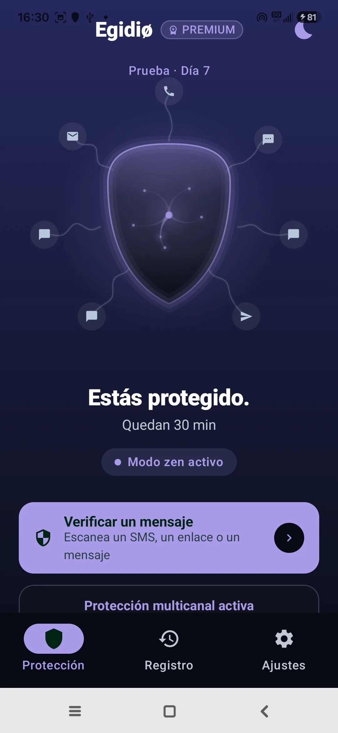 Modo zen de Egidio: silencio programado por la noche, protección siempre activa