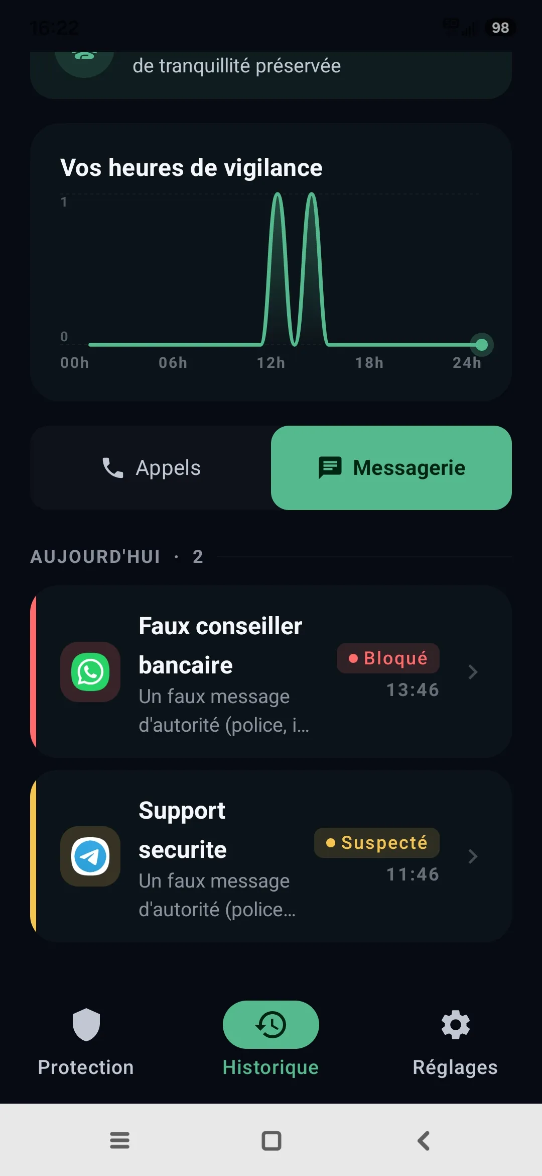 Historique Egidio sur plusieurs jours : blocages, analyses, heures de vigilance et tranquillité préservée