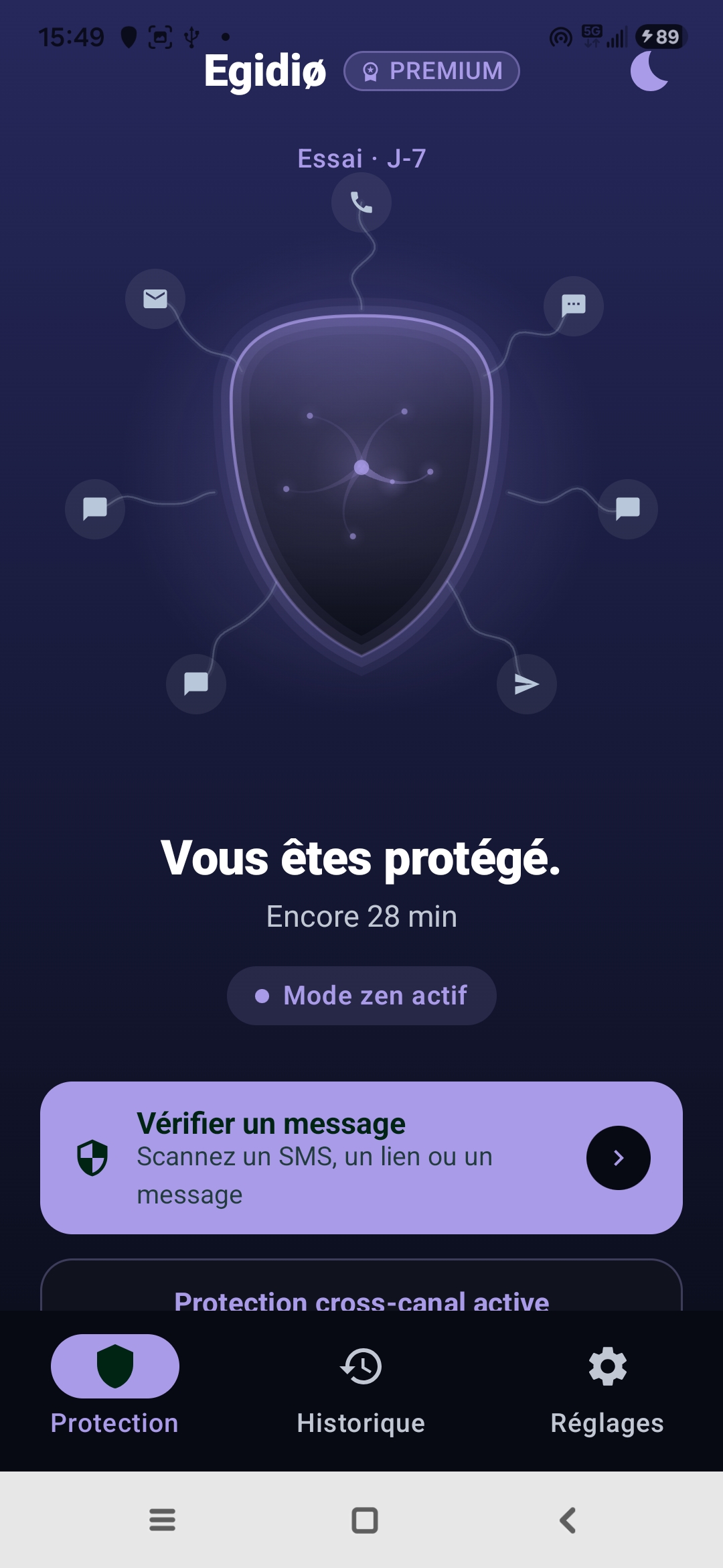 Mode zen d'Egidio : silence programmé la nuit, protection toujours active