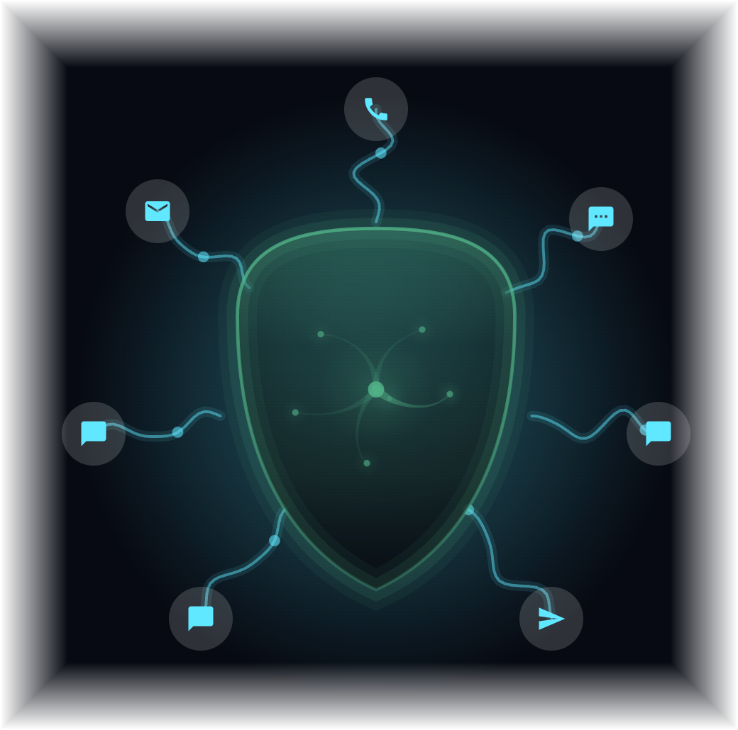 The Egidio shield, permanently connected to your phone's communication channels