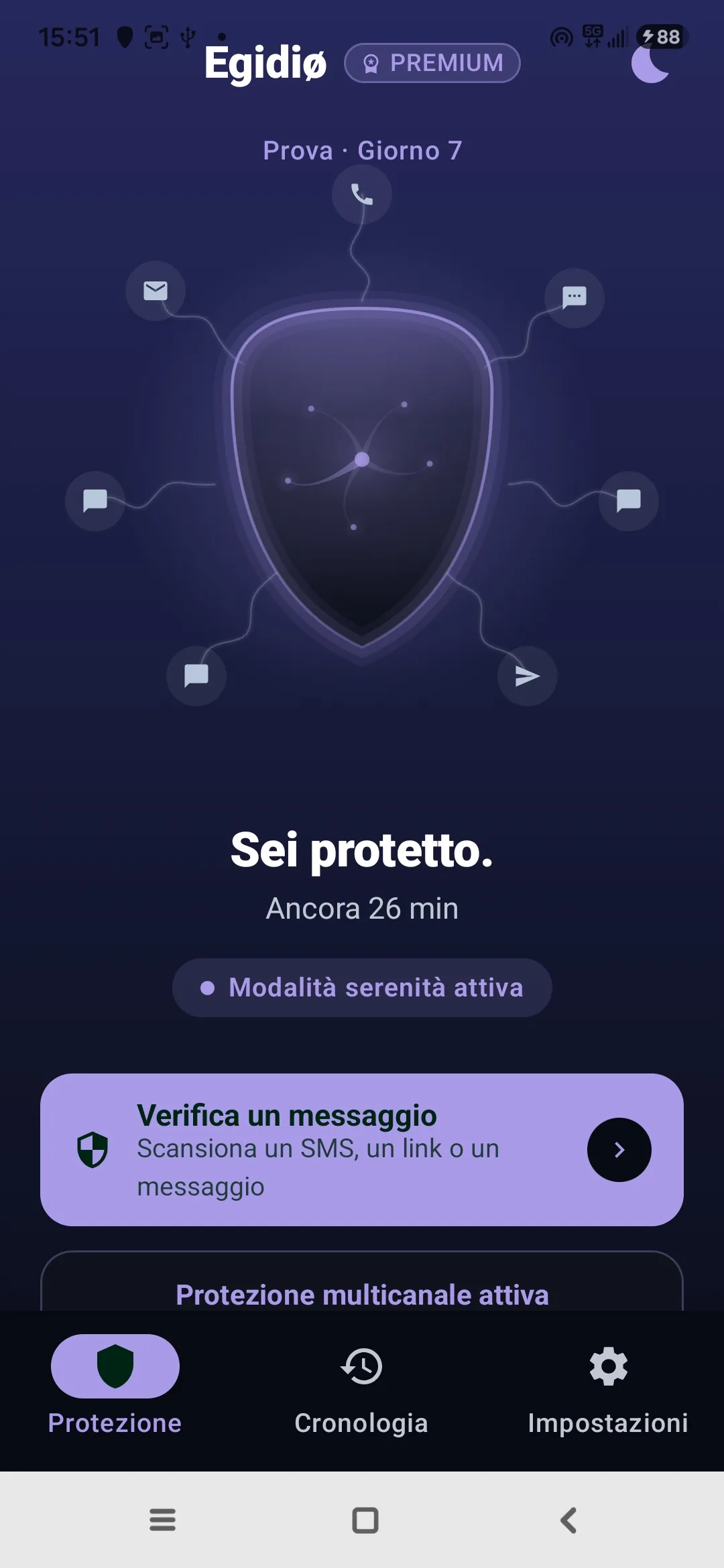 Modalità Zen di Egidio: silenzio programmato di notte, protezione sempre attiva